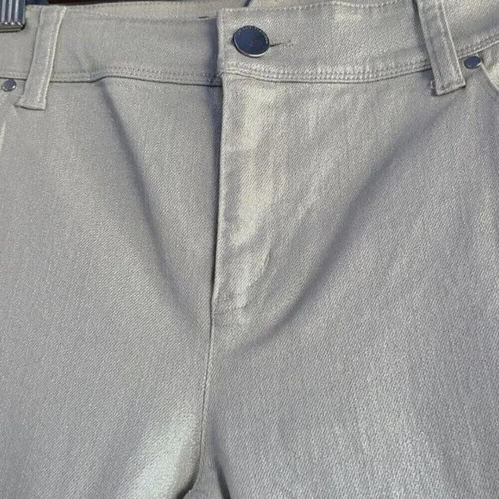 Chico's Platinum Pants Metallic Silver Crop Jeans NWT Size 0 US  Sz 4 - Picture 5 of 11